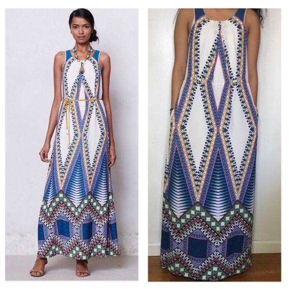 Anthropologie Maeve Pakpao Belted Maxi Dress - Picture 6 of 8